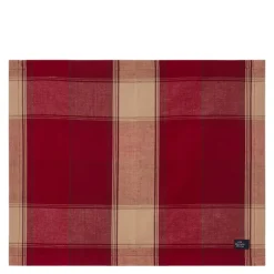 Rutete bordbrikke lin/bomull 40x50 cm rød/beige