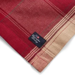 Rutete bordbrikke lin/bomull 40x50 cm rød/beige