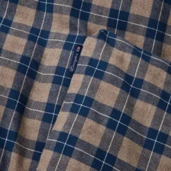 Rutete flanell sengetøy 140x200 cm denim blå/beige