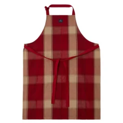 Rutete forkle lin/bomull 80x105 cm rød/beige