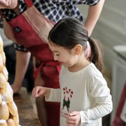 Rutete forkle lin/bomull 80x105 cm rød/beige