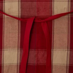 Rutete forkle lin/bomull 80x105 cm rød/beige