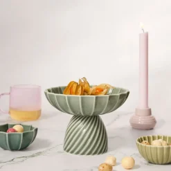 Samsurium skål på stett 11,7x16,6 cm eucalyptus