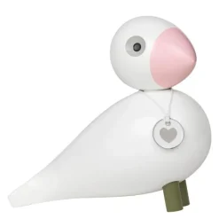 Sangfugl Love 15,5 cm hvit/rosa