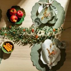 Scallopped dekkebrikke 2 stk 36 cm støvgrønn