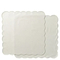 Scallopped tekstilserviett 2 stk 40x40 cm natur