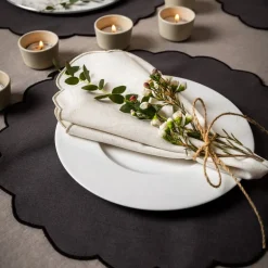 Scallopped tekstilserviett 2 stk 40x40 cm natur