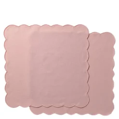 Scallopped tekstilserviett 2 stk 40x40 cm pudderrosa