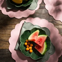 Scallopped tekstilserviett 2 stk 40x40 cm støvgrønn