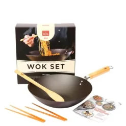 School of Wok Pre-seasoned wok sett svart