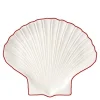 Sea collection asjett 16x13 cm shell hvit/rød