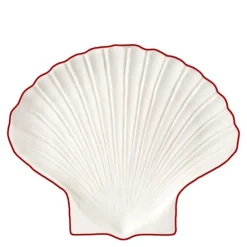 Sea collection asjett 16x13 cm shell hvit/rød