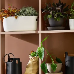 Selvvannende urtepotte 31x13 cm hvit