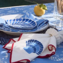 Shell bomullsduk 150x250 cm blå/hvit