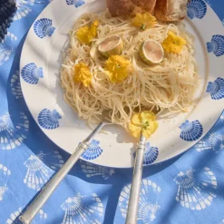 Shell bomullsduk 150x250 cm blå/hvit