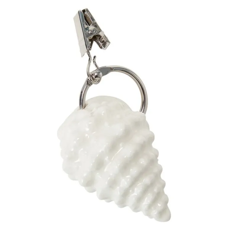 Shell dukholder i steingods 6x4 cm hvit