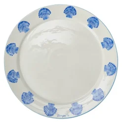 Shell stoneware fat 40 cm hvit/blå