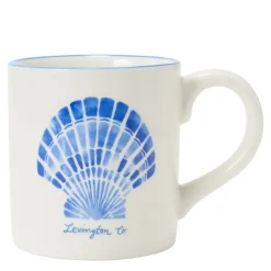 Shell stoneware krus 40 cl hvit/blå