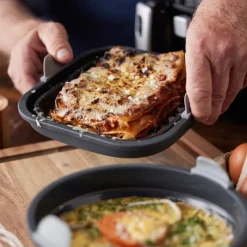 Silikonform til airfryer firkantet 19x19x6 cm grå