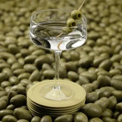 Singles glassbrikker m/ holder 6 stk 10 cm leek green