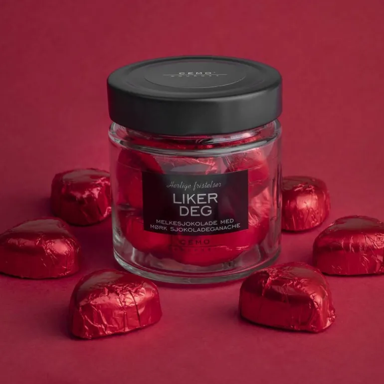 Sjokoladehjerter liker deg rød