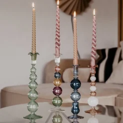 Sky lysestake 25 cm rosa/hvit