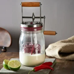 Smørkjerner 26,9x10,9 cm klar/sølv/rød