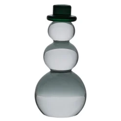 Snømann dekorasjon m/grønn hatt 11 cm klar