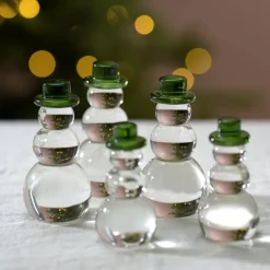 Snømann dekorasjon m/grønn hatt 11 cm klar