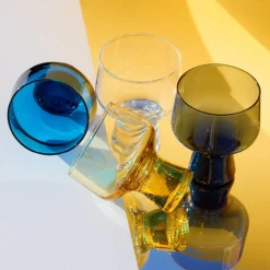 Solare glass på fot 29 cl 2 stk ildgul