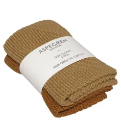 Solid kjøkkenklut strikket 26x26 cm 2 stk mustard