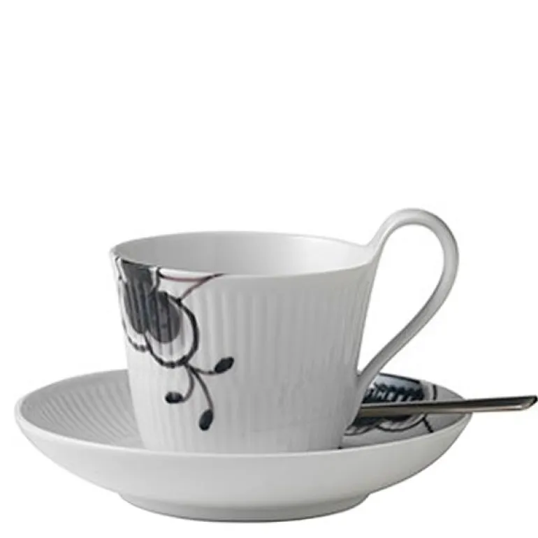 Sort Mega Riflet kopp med høy hank fat 24 cl