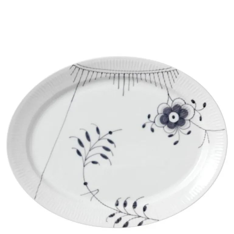 Sort Mega Riflet oval tallerken 35 cm