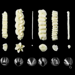 Sprøytepose med tyller i stativ 11 stk stål/hvit