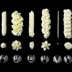 Sprøytepose med tyller i stativ 11 stk stål/hvit