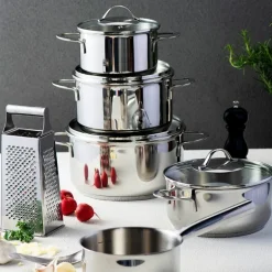 Steel grytesett 9 deler inkl lokk