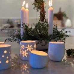 Stella lysglass 5,5 + 7,5 cm 2 stk hvit