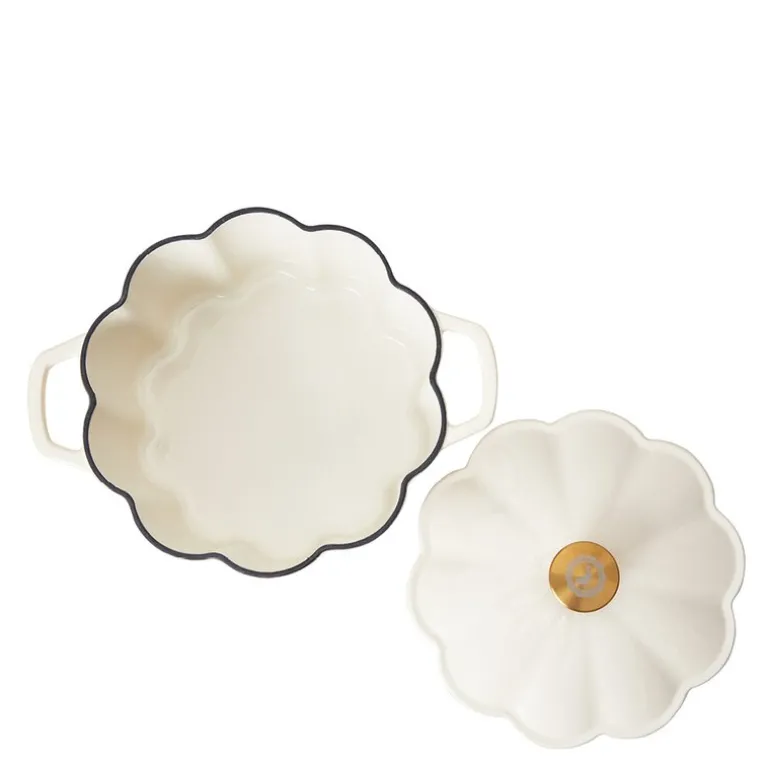 Stenfors støpejernsgryte 4,2L blomma krem