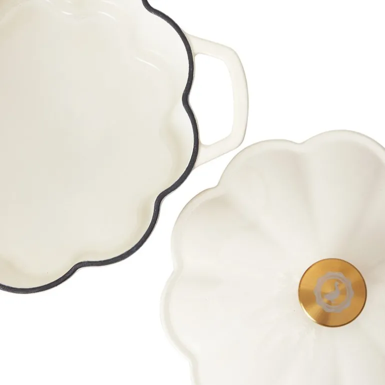 Stenfors støpejernsgryte 4,2L blomma krem