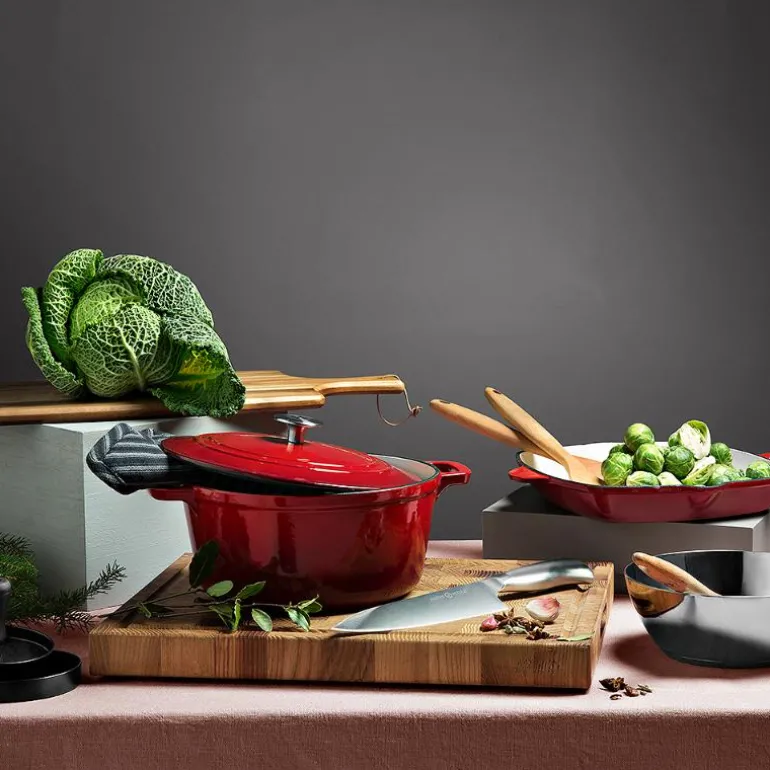 Stenfors støpejernsgryte oval 6,3L rød