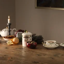 Stjerne Riflet Jul årskrukke m/ lokk 16 cm