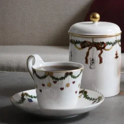 Stjerne Riflet Jul årskrukke m/ lokk 16 cm