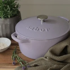 Støpejernsgryte 24 cm 4,4L lavendel