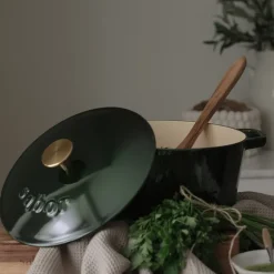 Støpejernsgryte 24 cm 4,4L mørkegrønn