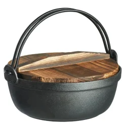 Støpejernsgryte 1,8L m/glasslokk og trelokk