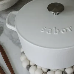 Støpejernsgryte 4,4L matt hvit