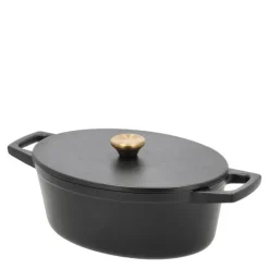 Støpejernsgryte oval 3,8L svart