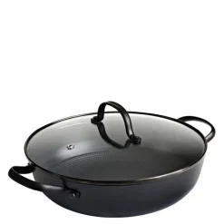 Støpejernskasserolle med Honeycomb keramisk belegg og glasslokk 26 cm