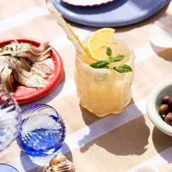 Straw sugerør celebrate lang 4 stk blå/hvit/gul