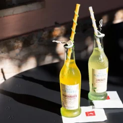 Straw sugerør celebrate lang 4 stk blå/hvit/gul